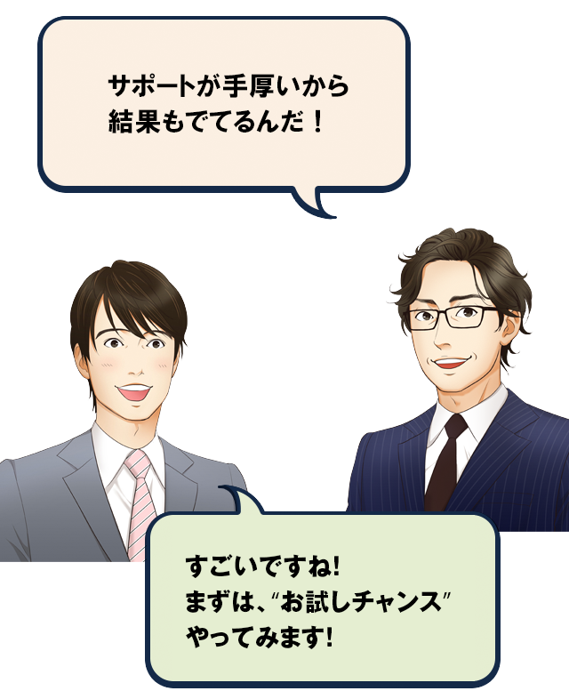 サポートが手厚いから結果がでてるんだ！