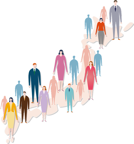 日本にいる会員のイラスト