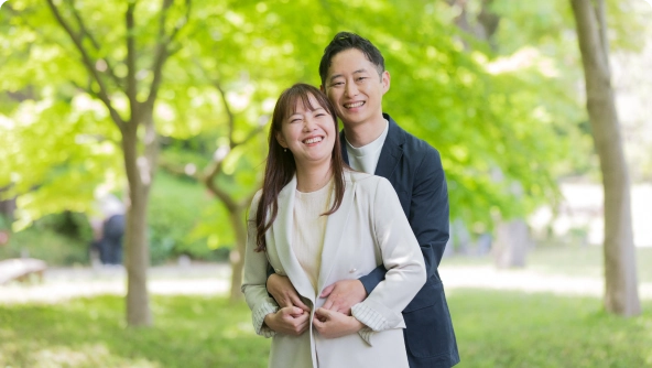 38歳会社員男性と35歳地方公務員女性の成婚カップル。